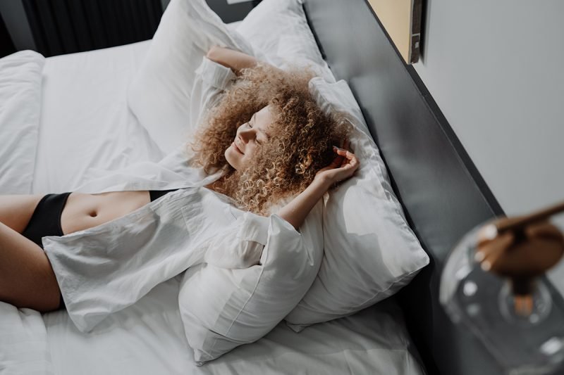A girl sleeping happily